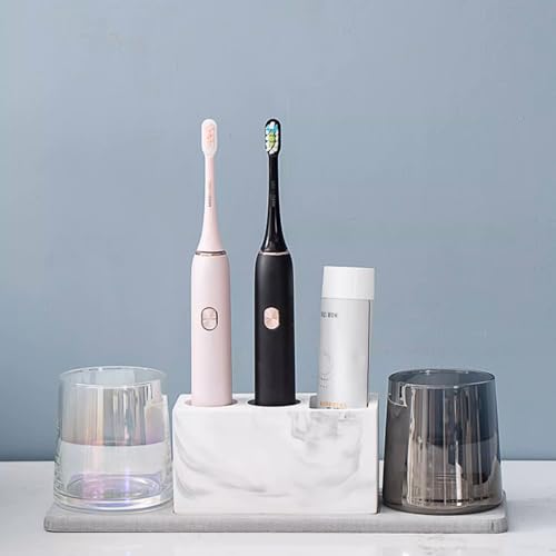 Diatomite Electric Toothbrush Holders for Bathrooms, Fast Dry Stone Drying Tray Toothpaste Holders, Instant Dry Sink Organizer Water Absorbing Bathroom Accessories Countertop Storage