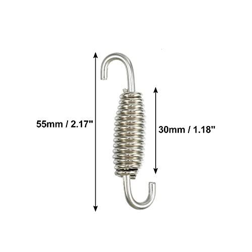 Image of X AUTOHAUX 4 Set 55mm 2.17 inch Motorcycle Exhaust Pipe Spring with U Shape Hooks Stainless Steel Silver Tone