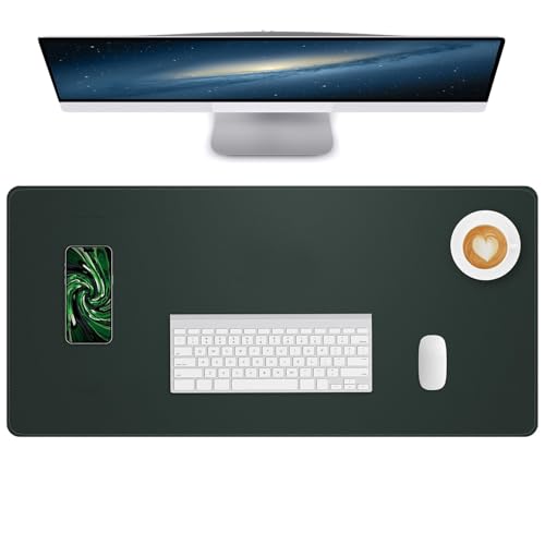 NUOYOU Desk Pad PU Leather Large Mouse Pad Laptop Computer Desk Mat Table Blotter Desktop Waterproof Non-Slip Protector for Office and Home (Dark Green, 120x43cm)