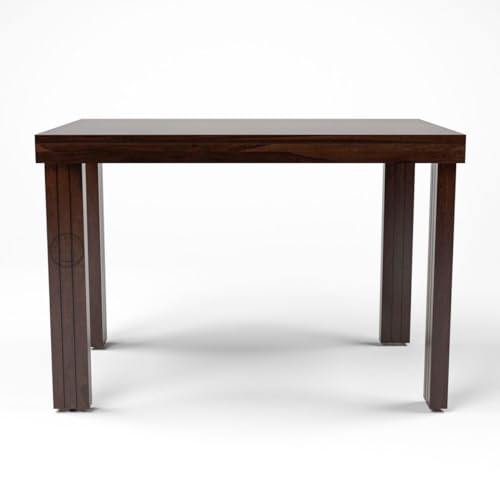Image of VK Furniture Sheesham Solid Wood 4 Seater Dining Table Set of Four with 4 Print Cushion Chairs for Dinner Hall Kitchen Living Room Home Office Restaurant |L45 X W30 X H30|Walnut