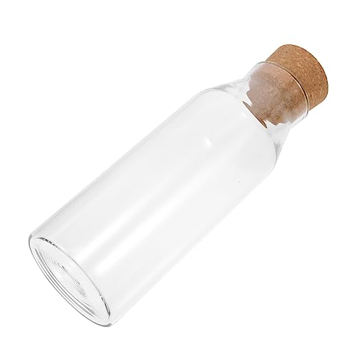 OFFSCH Botella De Vidrio Hermética Servicio Estante De Almacenamiento Avena Tarros De Almacenamiento Dispensador De Bebidas Con Grifo Bandeja Cúpula Encimera Hermético Transparent Corcho