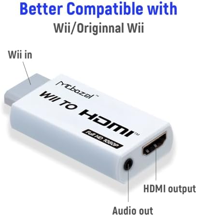 Mcbazel Wii to HDMI Adapter, Wii HDMI Converter — Plug & Play, No Power Required, Supports All Wii Display Modes (480i 480p 576i) - 2