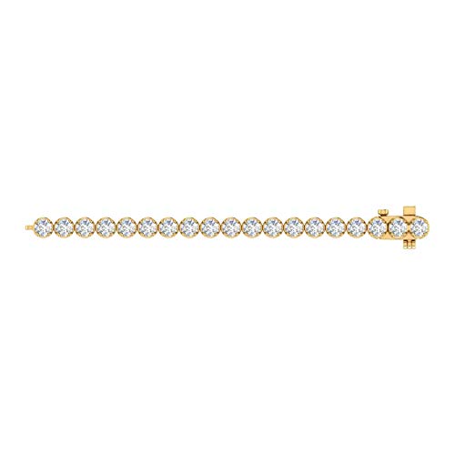 Image of 1 to 6 Carat Prong Set Round Cut Natural Diamond Tennis Bracelet for Women in 14K Gold (7 Inch) (I1-I2 Clarity)
