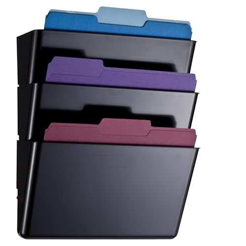 Officemate Letter Size Wall File, Recycled, Black (26092), 14.5" x 13" x 4.1", Set of 3 by Officemate - Used condition - US$14.94
