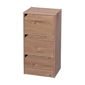 Iris Ohyama, Meuble avec Portes & etagère, Meuble de Rangement/Etagère de Rangement, Design & Moderne, Solide, Modulable, Bureau,Chambre,Salon – Module Shelf – MDB-3D – Brun Clair