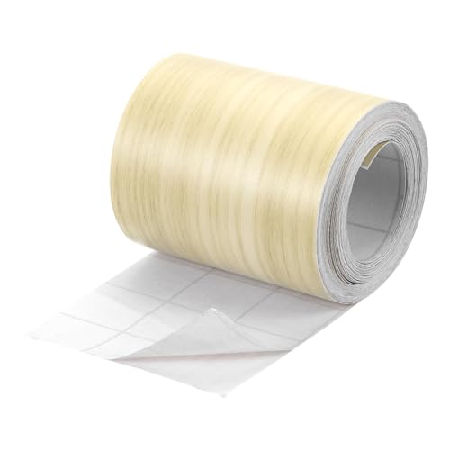 Image of uxcell 1 Roll Wood Grain Tape, 2.36 inch x 26 Ft Realistic Textured Repair Tape Self Adhesive Wood Textured Patch for Floor Wall Door Table Cabinets Desk Furniture Home Decor(Yellow)
