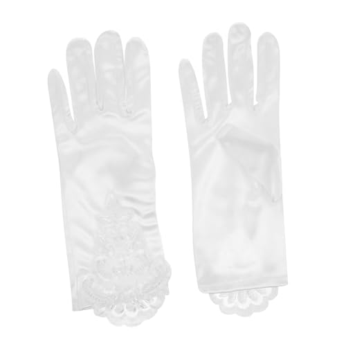 1Pair Lace Gloves Elegant Flower Girl Dress Up Gloves for Weddings Performances Charming Lace Design for Little Party Accessory