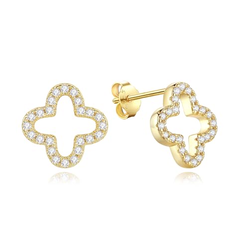 Clous d'oreilles argent 925 et or GAVU éclat de zircon cubique