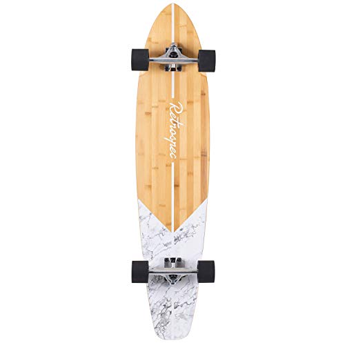 Retrospec Zed Bamboo Longboard Skateboard Complete Cruiser, White Marble