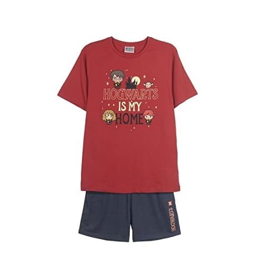 CERDÁ LIFE'S LITTLE MOMENTS Hombre Harry Potter Algodon 100% de 2 Piezas [ Camiseta + Pantalon Pijama Licencia Oficial Warner Bros, Rojo Oscuro, Estándar