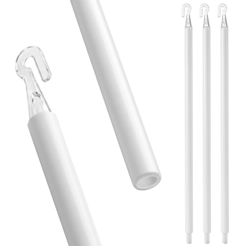 35" Blind Wand Replacement, White Plastic Tilt Wand with Hooks Mini Blind Rod Stick Replacement for Vertical Blinds Cordless Curtains Window Shades