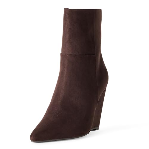 The Drop Women's Gina Wedge Midshaft Boot Dark Brown Microsuede, 10