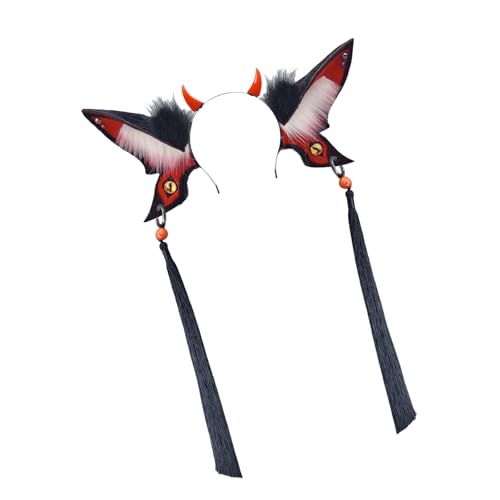 Bandeau œil du diable avec longs pompons pour Halloween