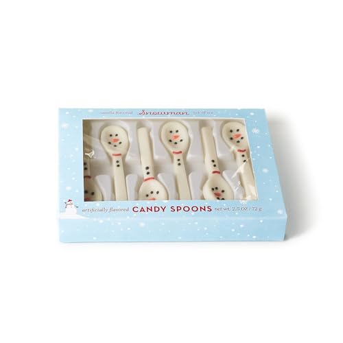 Two's Company Snowman 82365 - Juego de 6 cucharas comestibles con sabor a vainilla en caja de regalo, 10 cm de longitud, azúcar