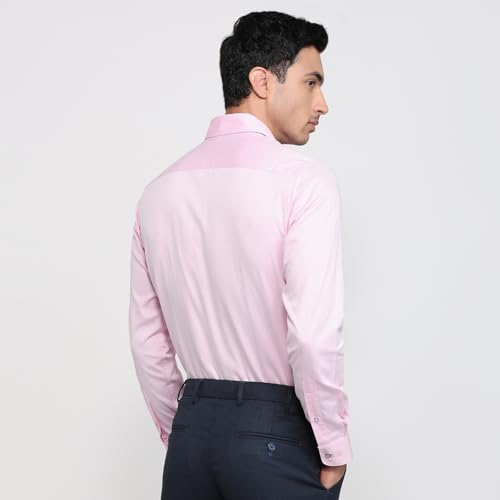 Image of Raymond Men Slim Fit Dobby Pattern Pure Cotton Semicutaway Collar Full Sleeve Formal Shirt