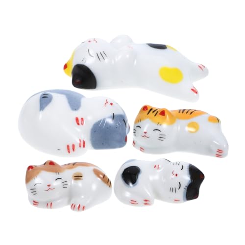 GOOHOCHY 5個製招?猫箸置き 可愛い猫デザインの箸ホルダー 食卓用カトラリースタンド レストランや家用に適した多用途テーブルアクセサリー