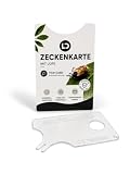 Zeckenkarte mit Lupe, Hülle und Kurzbeschreibung