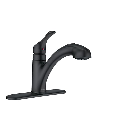 Moen Renzo Matte Black One-Handle Pullout Kitchen or Laundry Faucet Featuring Power Clean, CA87316BL