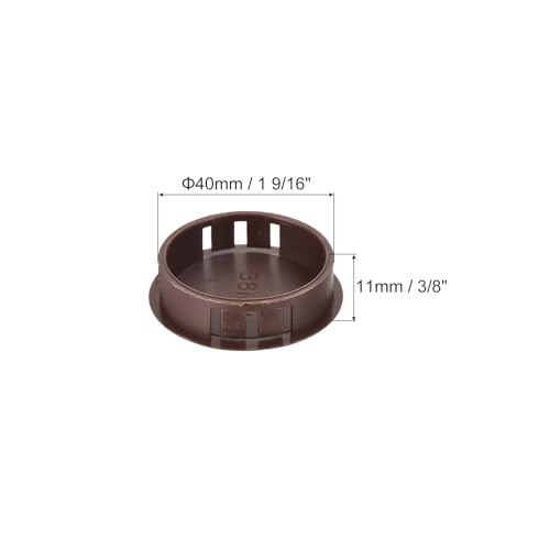 Image of MECCANIXITY 64PCS 40mm(1 9 /16 inch) Brown Plastic Hole Plugs, Flush Type Panel Hole Plugs Insert End Caps for Locking Hole Tubes Furniture Cabinet
