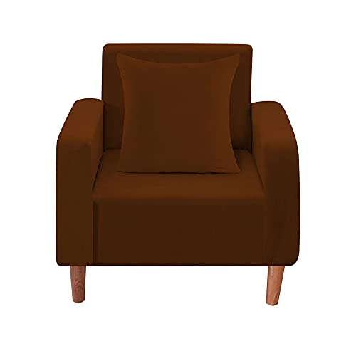 WedDecor Thick Velvet Arm Chair Covers Super Stretch Couch Cover 1 Seater Sofa Slipcovers Furniture Protector Non-Slip Sofa Cover for Living Room, Kids, Pets, Washable, Dark Brown
