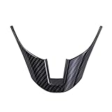Car Steering Wheel Trim Decoration Carbon Fiber Pattern ABS Steering Wheel Panel Cover Trim for Mazda 3 Axela 2014 2015 2016 (Black)