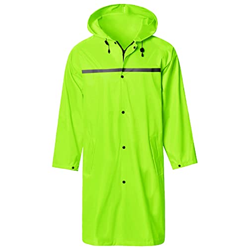Image of Mens Long Hooded Safety Rain Jacket Waterproof Emergency Raincoat Poncho