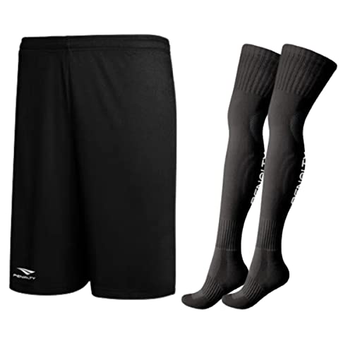 Kit Short Futebol Infantil Juvenil e Meião Futebol Penalty Cor:Preto;Tamanho:8