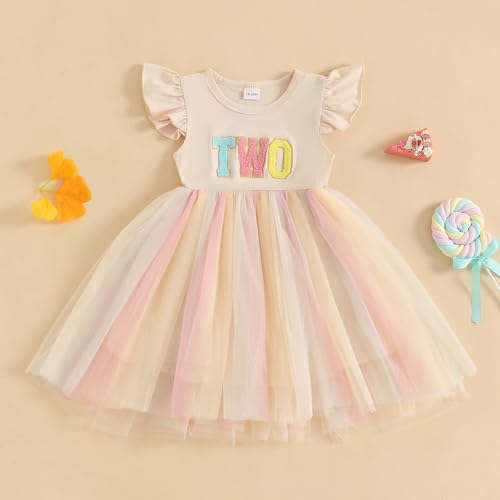 Baby Girls My 1st Birthday Outfits One Romper Two/Three Tutu Skirt Ruffle Embroidery Letter Summer Clothes3