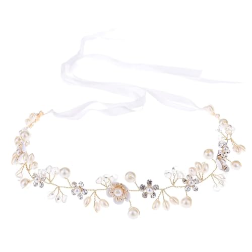 Luxorium 1 unidad de accesorio para el cabello comunión para niñas corona de flores para boda primera comunión confirmación diadema dorada con perlas
