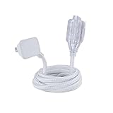 Globe Electric 22811 9ft Fabric Extension Cord, 3 Polarized Outlets, Right Angle Plug, 125 Volts, White, Safety Cover, Home and Office Decor, Modern Indoor Power Cable, Office, Electronics