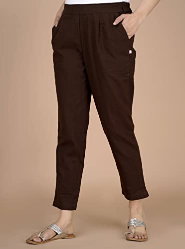 Image of DIGITAL SHOPEE Cotton Women Trouser Pant Use for Formal Office High Waist for Wide Leg Ankle Length Straight Pencil Pant