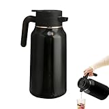 TCETCY Jarra Térmica 2 Litros para Café Termo Aislado de Acero Inoxidable con Doble pared Aislamiento Se Mantiene Caliente Durante 36 Horas, Termo Grande Negro para Café Té Agua Bebida, Jarra Caliente