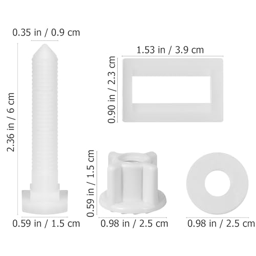PENIKOKO 2 セット便座ネジ交換用プラスチック製ヒンジボルト 蓋固定用ナット ワッシャー付き トイレ修理部品 便座取り付け簡単 しっかり固定で
