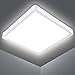 Defurhome LED Quadrat Deckenleuchte Flach,18W(Ersetzt 100W Glühbirne),1500LM,IP54 Wasserfest Badlampe,3cm Ultra Dünn,4000K Neutralweiß,Ideal für Wohnzimmer,Küche,Balkon,22x22cm(Weiß)