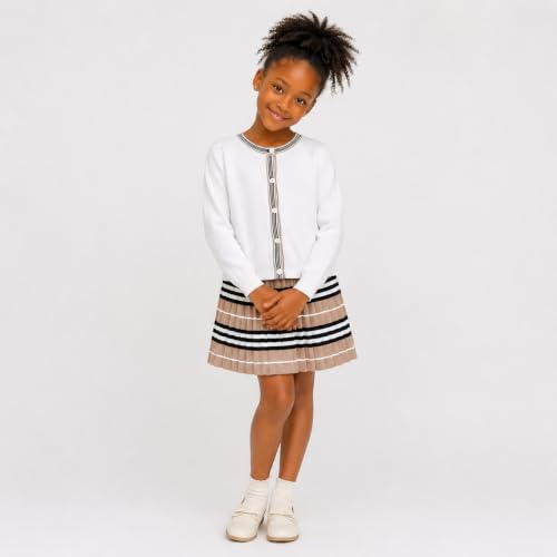 Image of Mud Kingdom Cute Little Girls Ribbed Knit Cardigan Skirt Set School Style