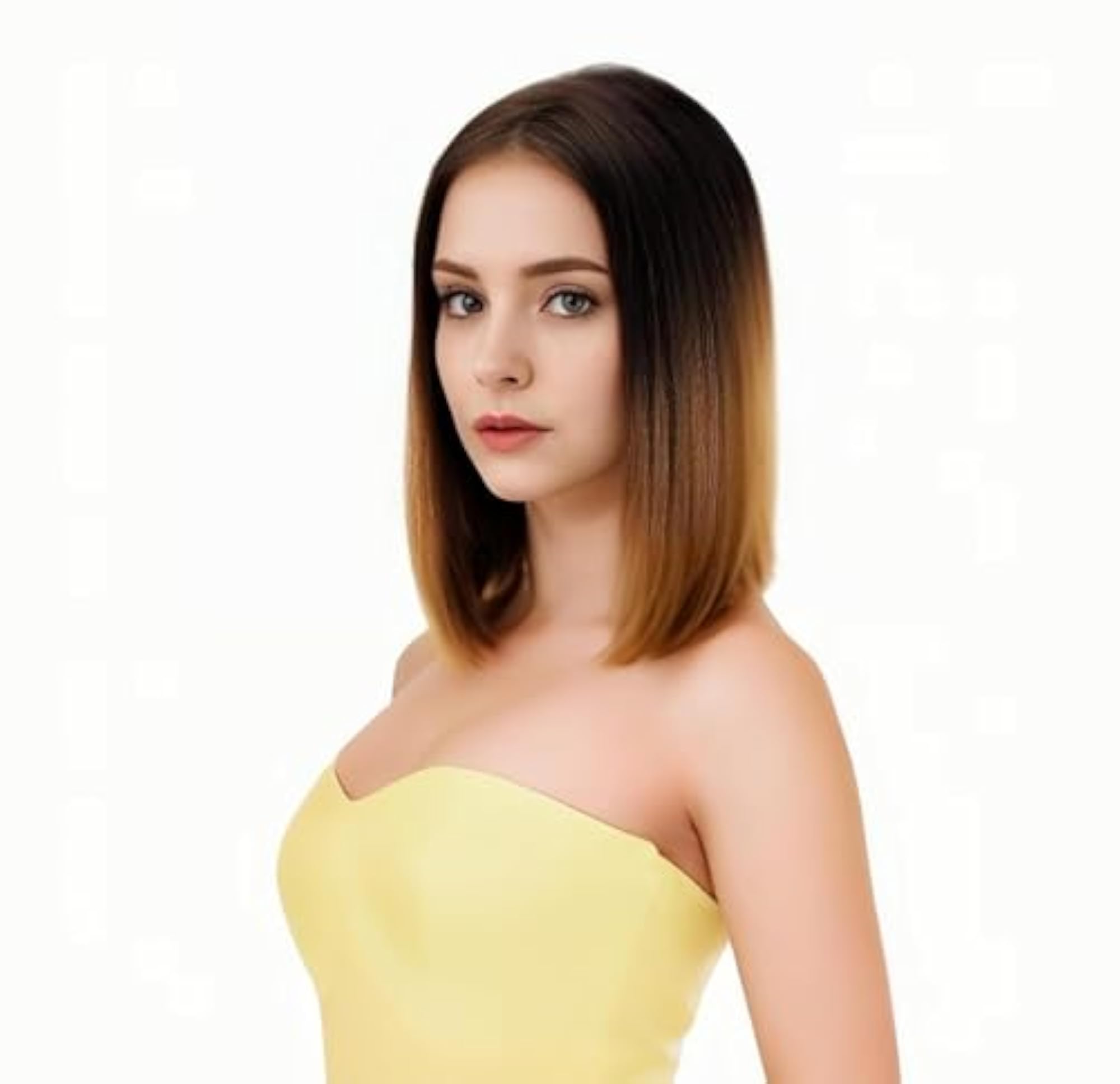 Women's Matte Finish Short Bob Wig, Brown Ombre Style