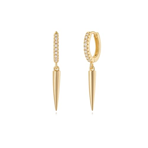 MYEARS Women Earrings Gold Huggie Hoop Dangle Drop 14K Gold Plated Small Simple Hypoallergenic Everyday Jewelry