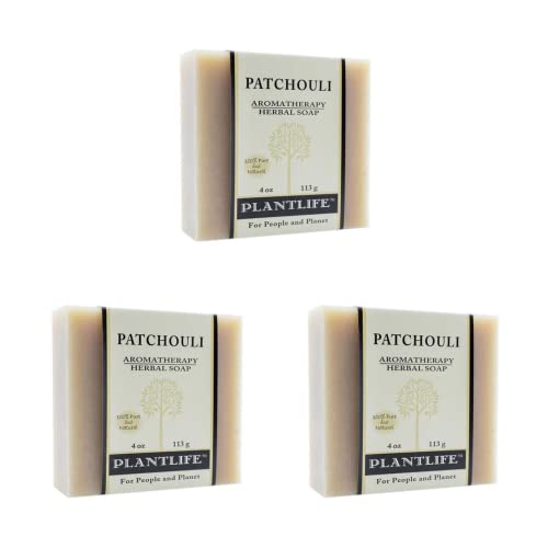 Plantlife Patchouli 3-pack Bar Soap - Moisturizing and Soothing Soap for Your Skin - Hand Crafted Using Plant-Based Ingredients - Made in California 4oz Bar