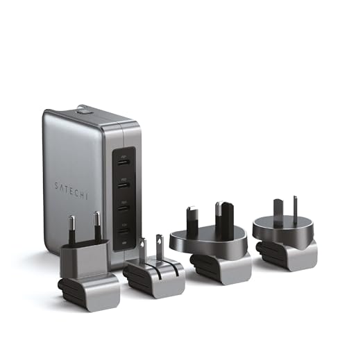 SATECHI 145W GaN Reiseladegerät, 4-Port USB-C Ladegerät, 2 USB-C PD 3.1, Schnellladestation für MacBook Air & Pro M5 M4, iPad Air & Pro M5 M4, iPhone 17, 16, 15 bis 12 Serie, Android, Windows