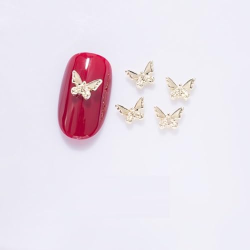 qbodp 50 Pcs Nail Decoration Fashion Nail Decoration Butterfly Decoration for Nail, Nail Supplies Nail Art Decoration Accessories,Gold