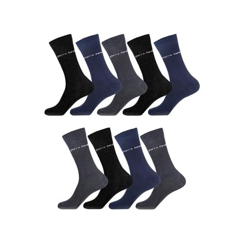 Pierre Cardin Herren-Socken gekämmte Baumwolle 9 Stück hohe Socken weich und bequem Schwarz Blau und Grau Größe 43/46 A. 43-46