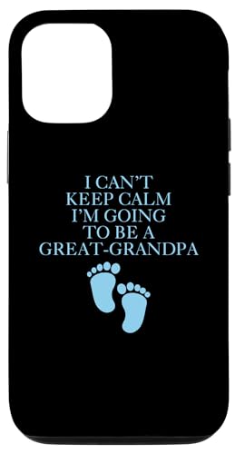 iPhone 13 Boys Baby Shower Blue Footprints Keep Calm Great Grandpa Case