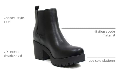 Image of Soda Top Shoes Jaber Ankle Boot W Lug Sole Elastic Gore and Chunky Heel