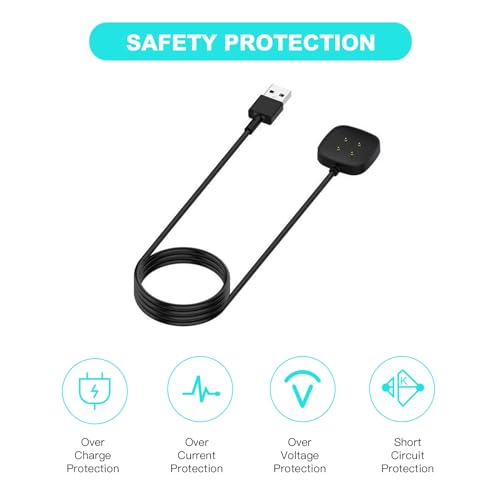 Image of 2 Pack Compatible with Fitbit Charger Cable, 3.3ft Replacement Charing for Fitbit Sense /Versa 4, Magnetic Base Fitbit Accessories, Portable USB Charger Cable for Fitbit Sense /Sense 2 /Versa 3 /Versa 4
