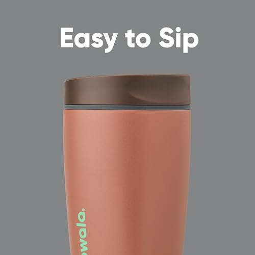 Image of Owala SmoothSip Slider Insulated Stainless Steel Coffee Tumbler, Reusable Iced Coffee Cup, Hot Coffee Travel Mug, BPA Free 12 oz, Grey /Brown (Cozy Cocoa) (Pack of 8)