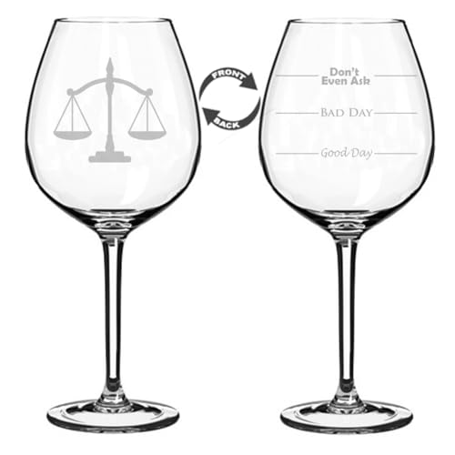 MIP 20 oz Jumbo Wine Glass Funny Two Sided Good Day Bad Day Don't Even Ask Scales of Justice Paralegal Law Lawyer Attorney