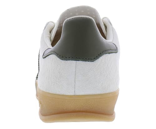 Image of adidas Gazelle Indoor Suede Womens Shoes Size 11, Color: Cloud White /Olive Strata /Gold Metallic