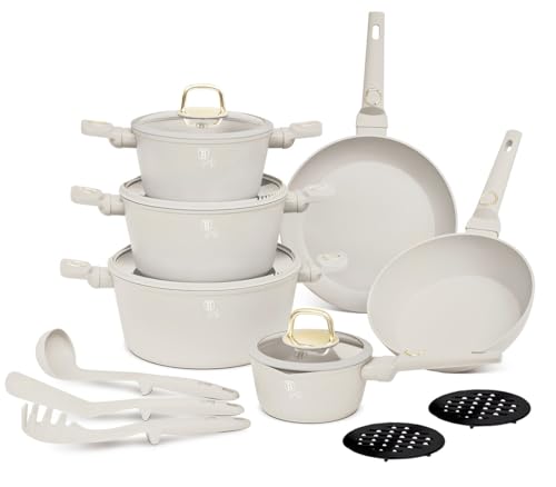 BERLINGER HAUS Sahara Collection - Batería de cocina con revestimiento de titanio, 15 piezas, versátil y respetuoso con el medio ambiente