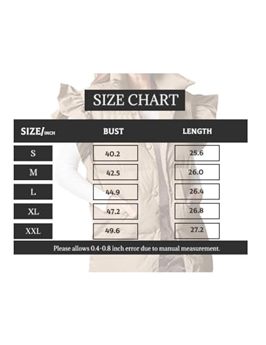 Womens Puffer Vest Ruffle Sleeve Jackets Button Up Stand Collar Sleeveless Padded Coat with Pocket3