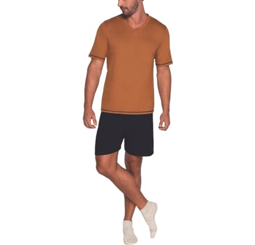 Pijama Lupo Masculino Adulto Manga Curta Gola V Algodão